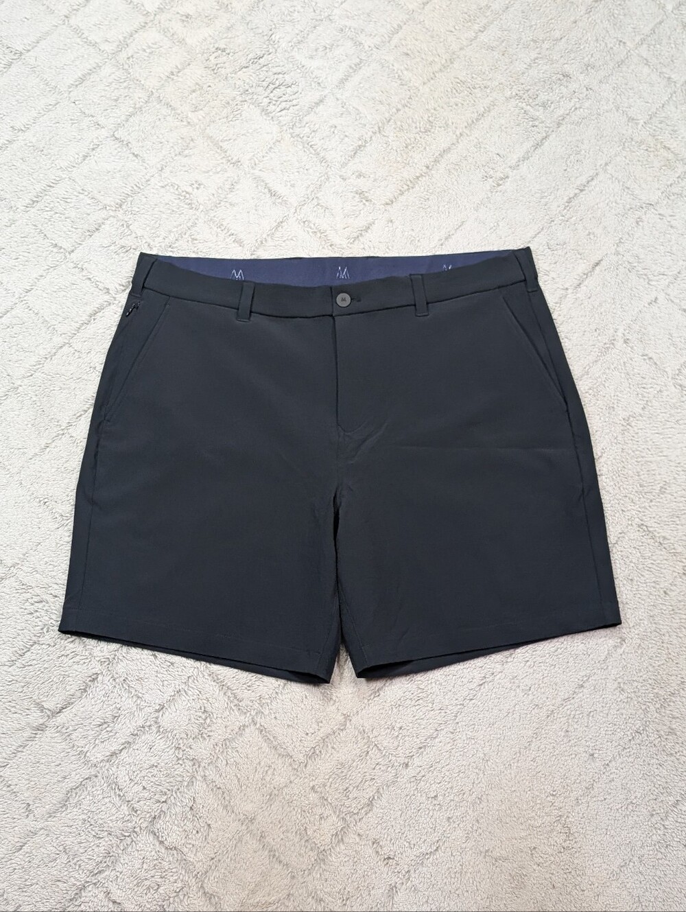 Mizzen + Main Short Mens 38 Black Helmsman Slim 7” Light Stretch Casual